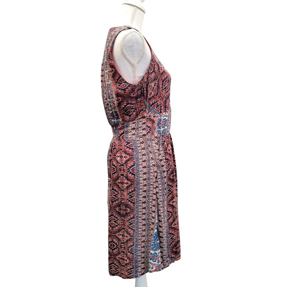 Lucky Brand Dress Women's Medium Sleeveless Smocked Waist Pockets Boho Aztec - Picture 3 of 13